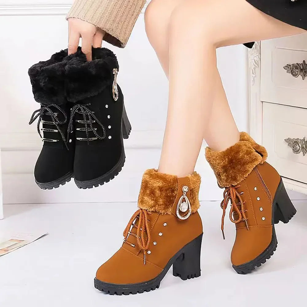 Warm High Heel Female Short Elegant Botas Shoes