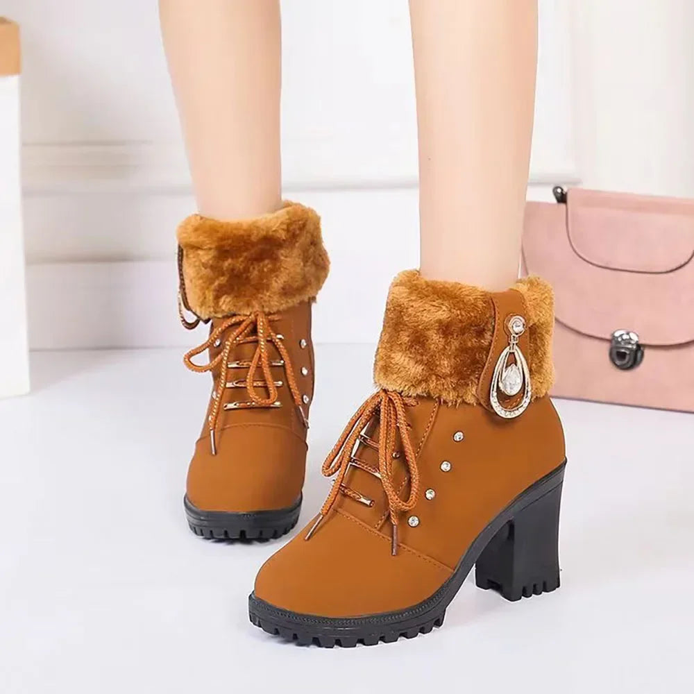 Warm High Heel Female Short Elegant Botas Shoes