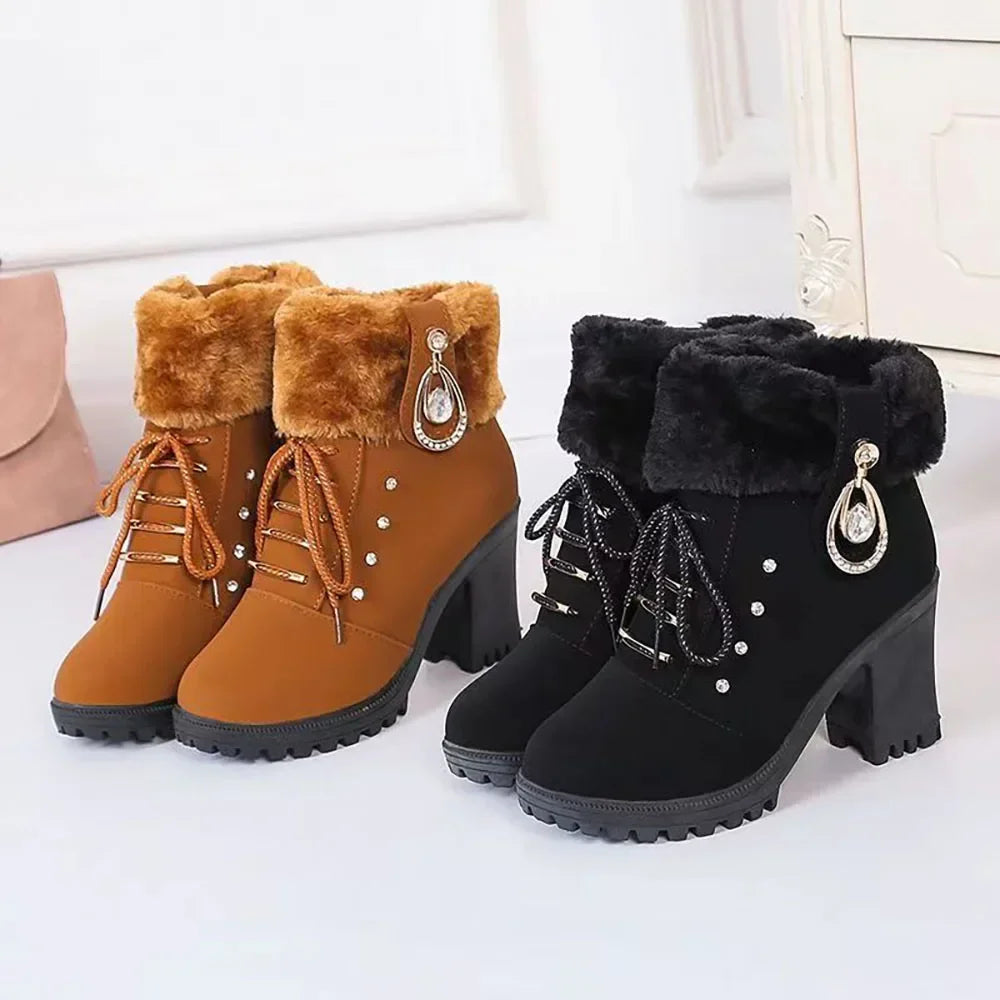 Warm High Heel Female Short Elegant Botas Shoes