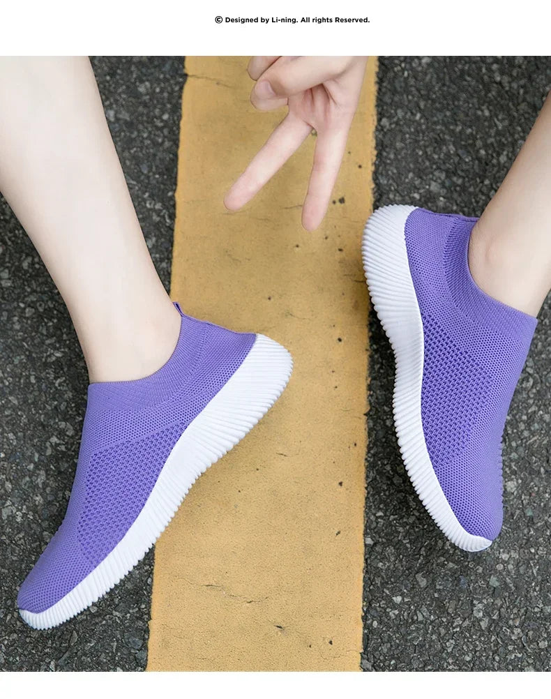 High Quality Women Sneakers Slip on Flats Shoes Walking Flat