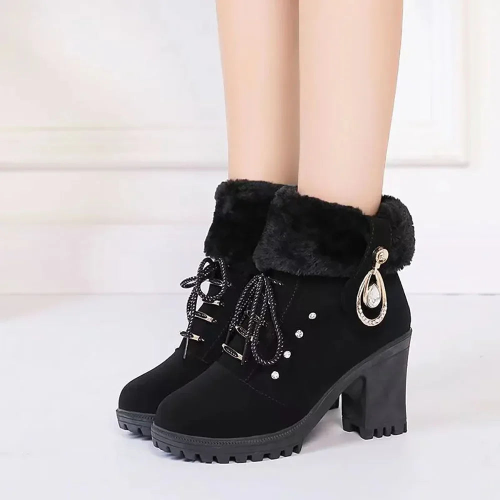 Warm High Heel Female Short Elegant Botas Shoes