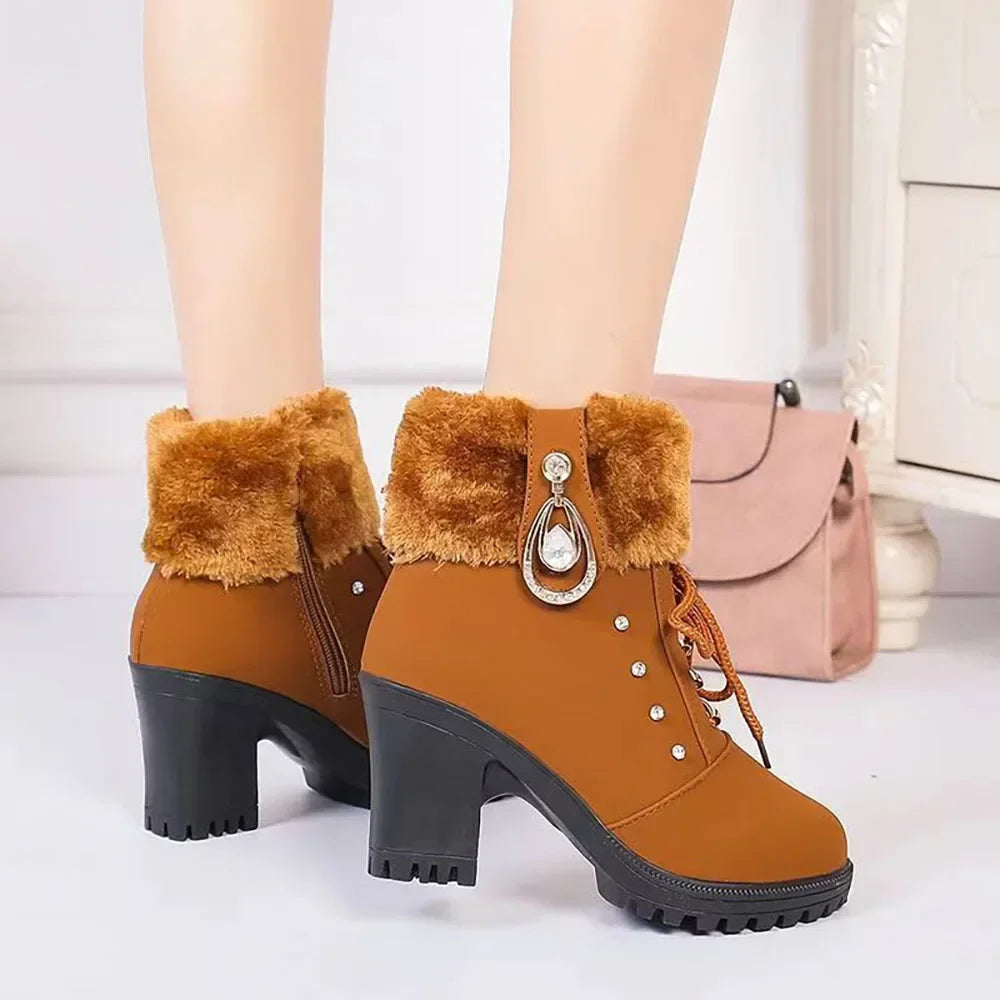 Warm High Heel Female Short Elegant Botas Shoes