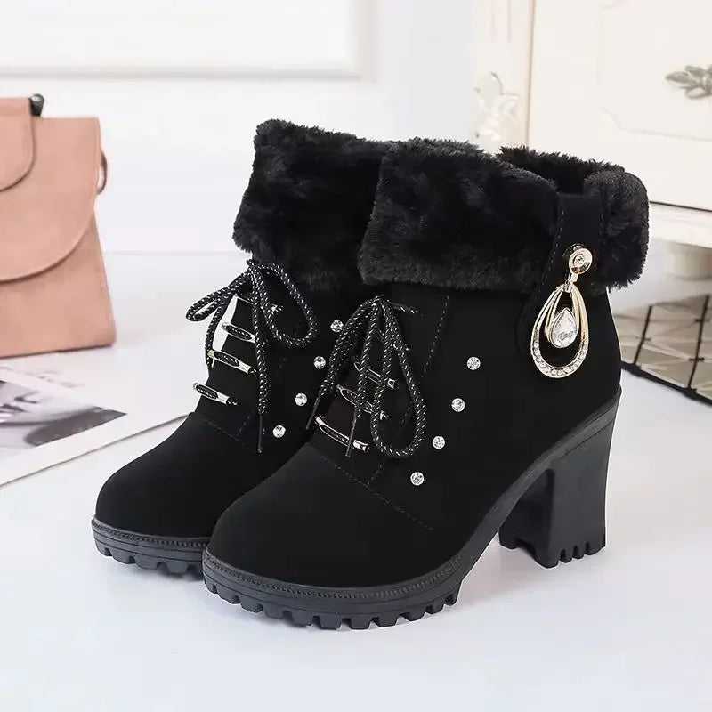 Warm High Heel Female Short Elegant Botas Shoes